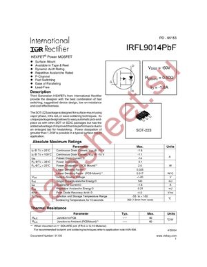 IRFL9014TRPBF datasheet  